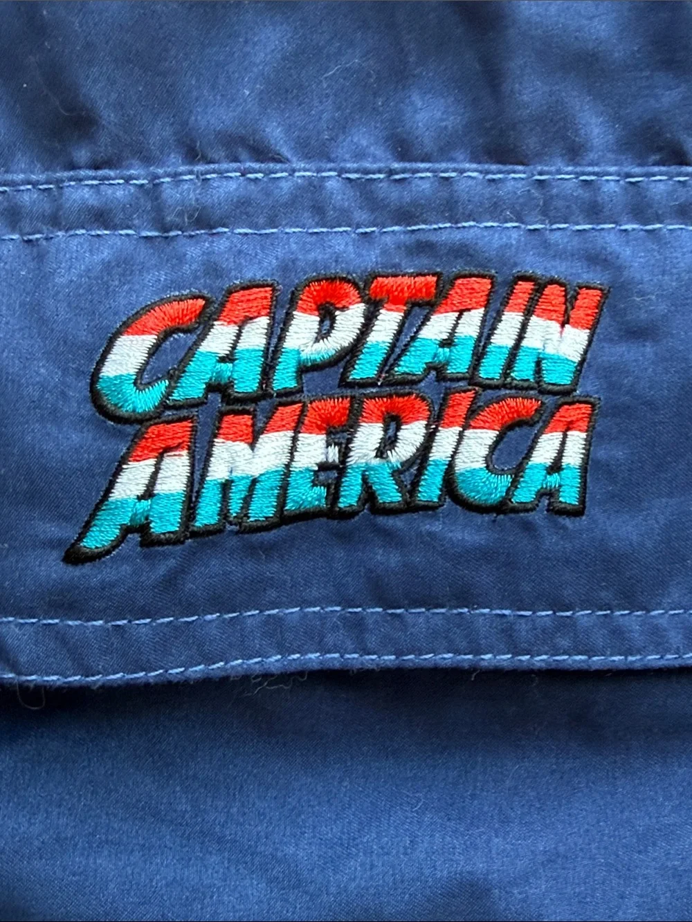 Marvel Captain America Swim Cargo Pocket Shorts Mesh Lined in Navy, Red & White